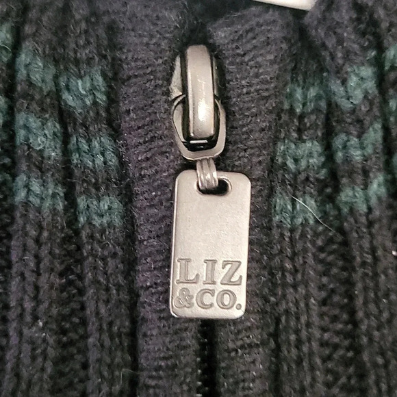 🛍Elisabeth Liz & Co Black Ramie Full Zip‎ Knitted Cardigan Womens Plus Sz 1 - Picture 7 of 7